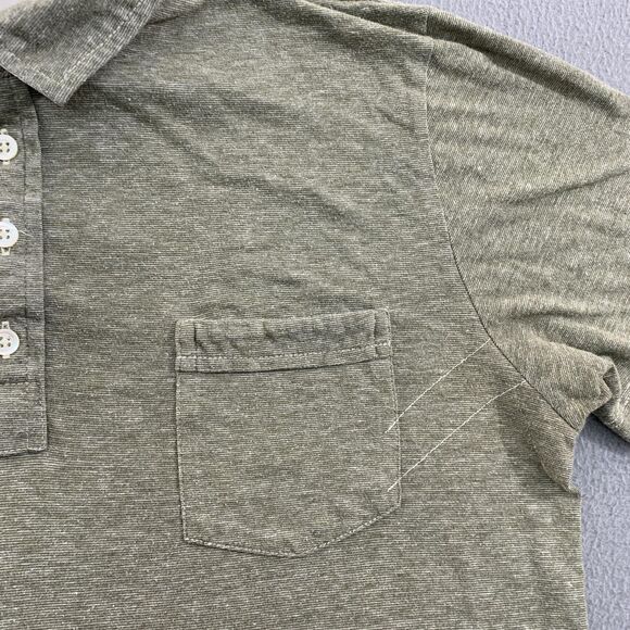 Billy Reid Polo Shirt Mens Large Green Pocket Cotton Blend Soft Casual Made Peru - Picture 3 of 12